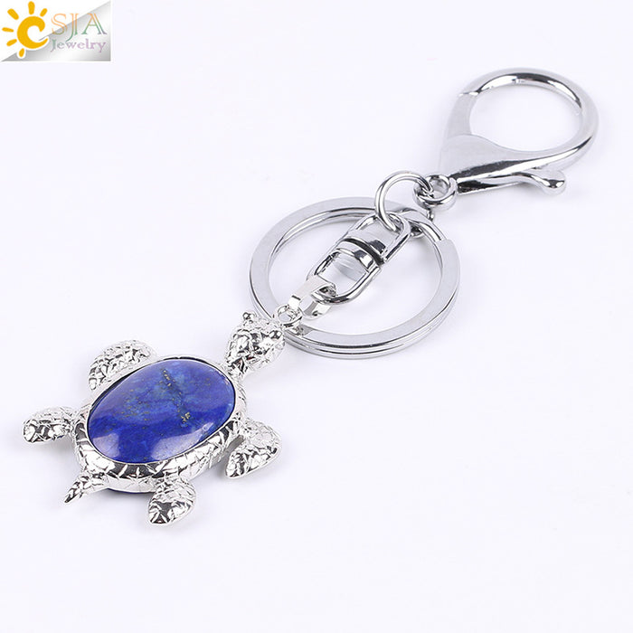 Wholesale Natural Stone Crystal Turtle Keychain JDC-KC-HS001