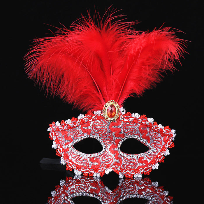 Máscara al por mayor de plástico Halloween Feather Diamond Lace Half Face Eye Mask MOQ≥2 JDC-FM-Aoshun006