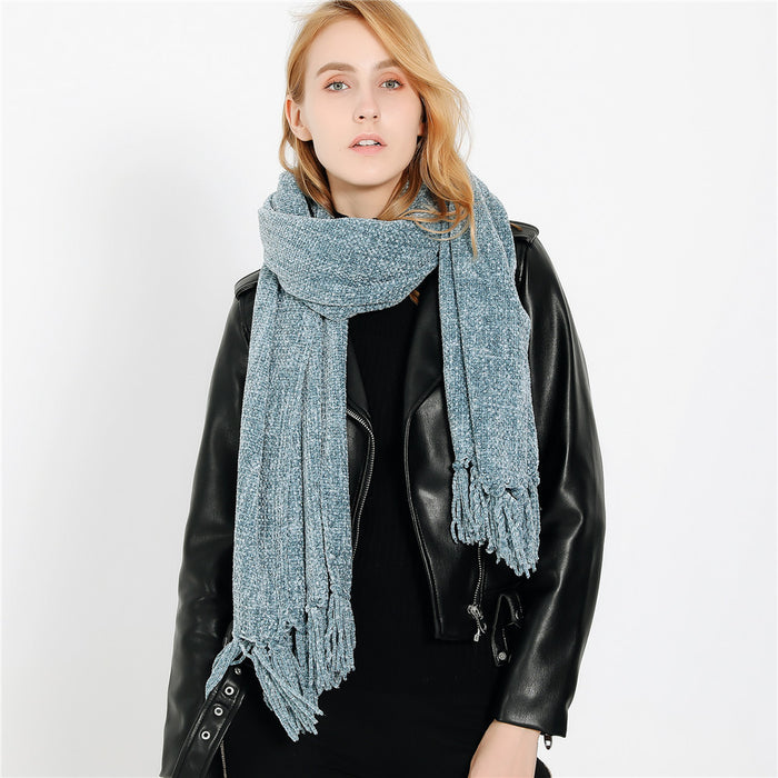 Wholesale Scarf Chenille Solid Color Soft and Comfortable Shawl MOQ≥2 JDC-SF-ZLZ001
