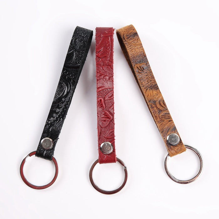 Wholesale Keychains Leather Carved Lanyard MOQ≥2 JDC-KC-YouPeng007
