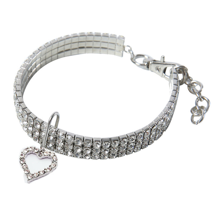 Wholesale Heart Shaped Diamond Alloy Pet Necklace MOQ≥2 JDC-PL-ChangZ001
