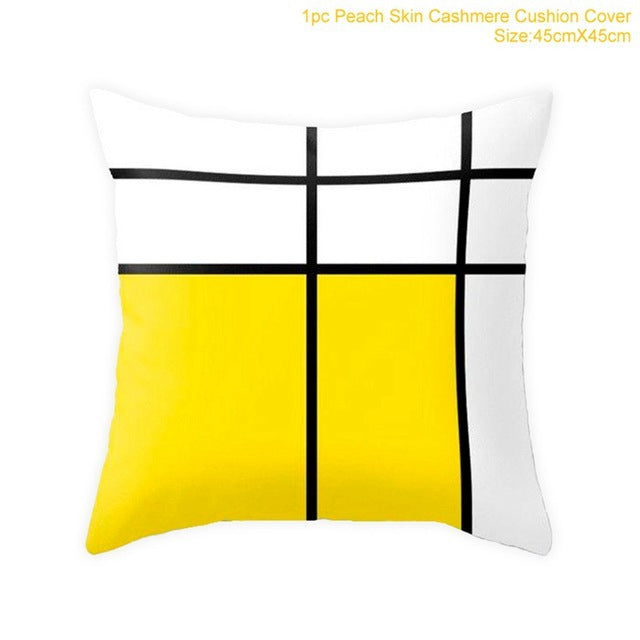 Wholesale Pillowcase Plush Geometric Colorblocking MOQ≥2 JDC-PW-Yunhan002