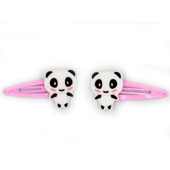 Wholesale Hair Clips Metal PVC Cute Cartoon Panda 20pcs (M) JDC-HC-XinH001
