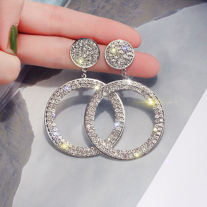 Wholesale Earrings Alloy Rhinestone Ring JDC-ES-FengM091