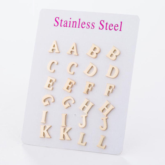 Wholesale Titanium Steel 26 Letter Earrings JDC-ES-SS017