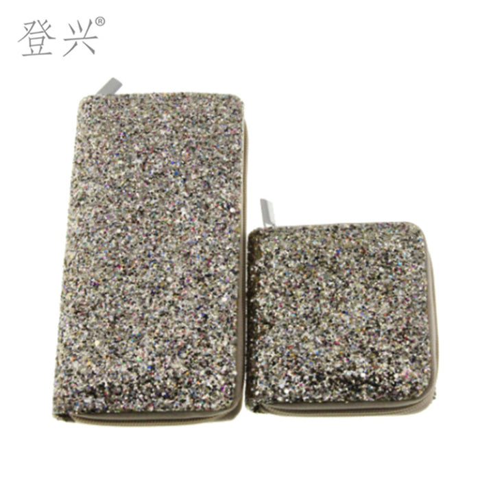 Wholesale Wallet PU Sequin Long Zipper Card Holder Clutch MQQ≥3 JDC-WT-Dengxin020