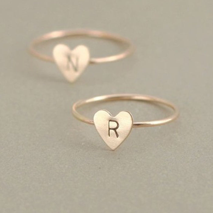 Wholesale Ring Alloy Simple Heart Letter JDC-RS-ChenR101