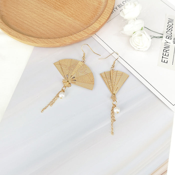 Wholesale Earrings Alloy Foldable Fan Tassels JDC-ES-Baolai010