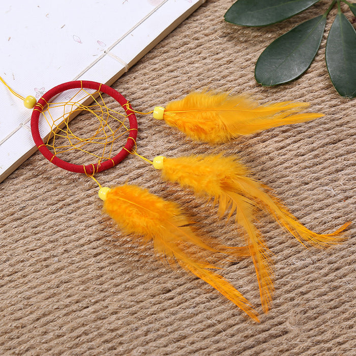 Wholesale Dreamcatcher Plastic Acrylic Beads Fumigated Feather Handmade JDC-DC-YXuan017