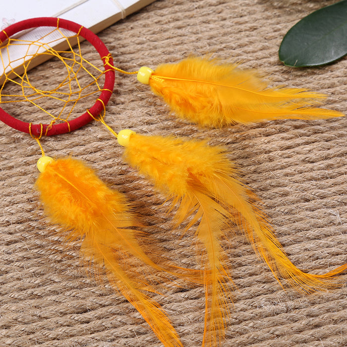 Wholesale Dreamcatcher Plastic Acrylic Beads Fumigated Feather Handmade JDC-DC-YXuan017