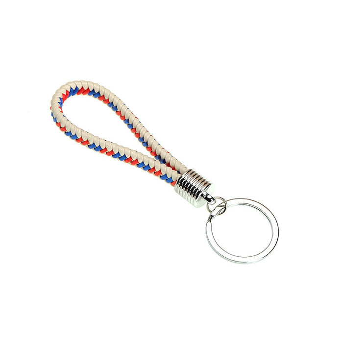 Wholesale Keychain Metal Color Hand Woven Flat Leather Rope Pendant MOQ≥2 JDC-KC-QMou020