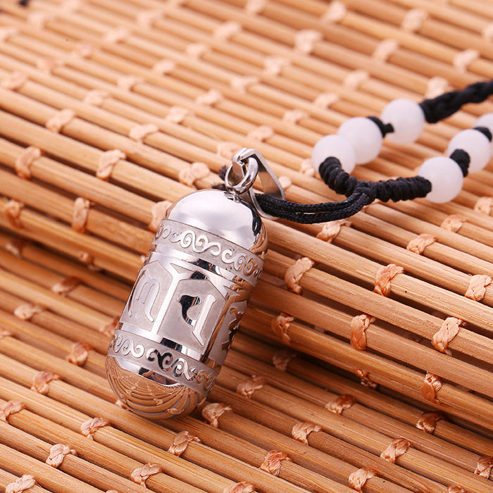 Wholesale Temple Supplies Gawu Bottle Six Character Mantra Pendant Titanium Steel Necklace JDC-NE-ZUY001