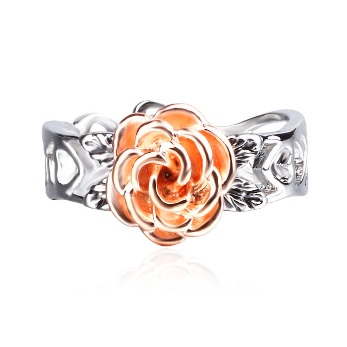 Wholesale Rose Gold Flowers 925 Silver Separation Engagement Ring JDC-RS-Sanj024