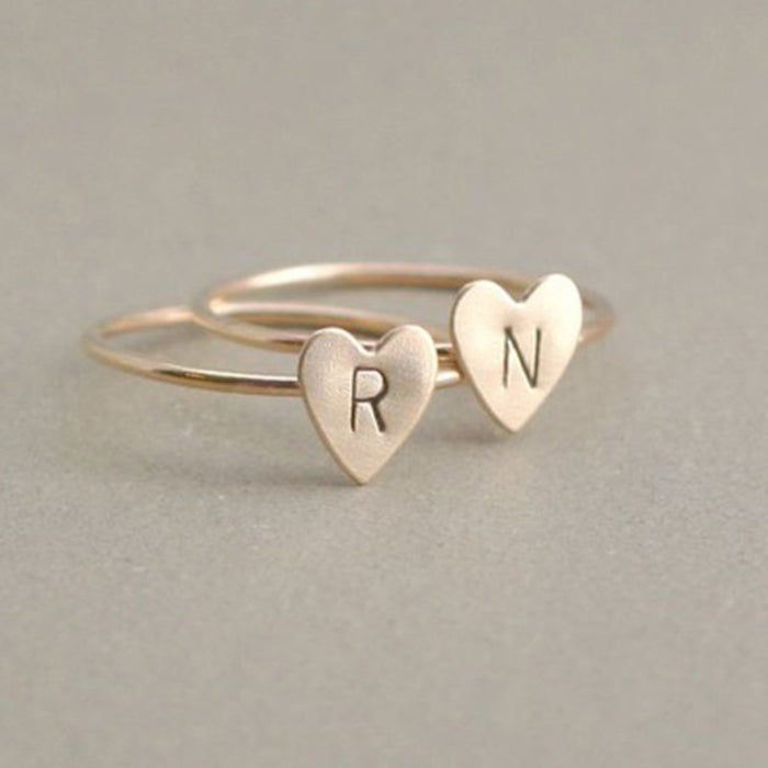 Wholesale Ring Alloy Simple Heart Letter JDC-RS-ChenR101