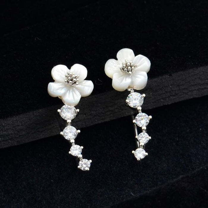 Wholesale silver resin flower earrings JDC-ES-dir007