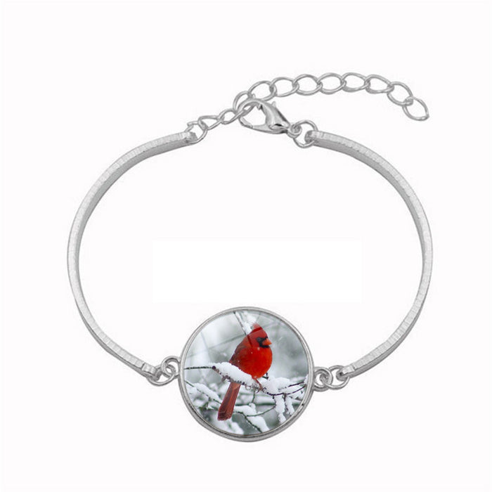 Wholesale Bracelet Alloy Glass Sheet Cardinals JDC-BT-HengX022