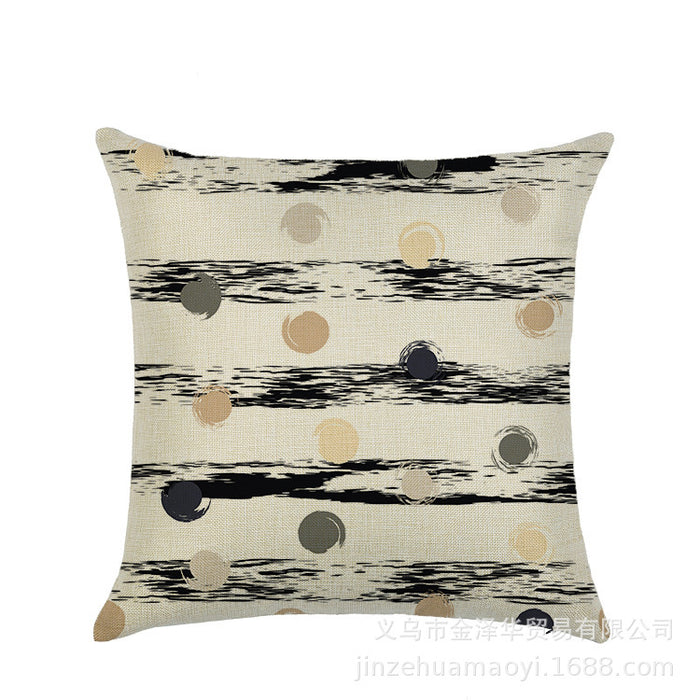Wholesale Line Printed Linen Throw Pillowcases JDC-PW-Jinze018