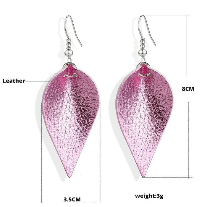 Wholesale double sided pu leather leaf leather earrings MOQ≥2 JDC-ES-Zhongn003