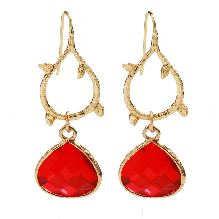 Wholesale copper heart glass drop earrings JDC-ES-zhongn021