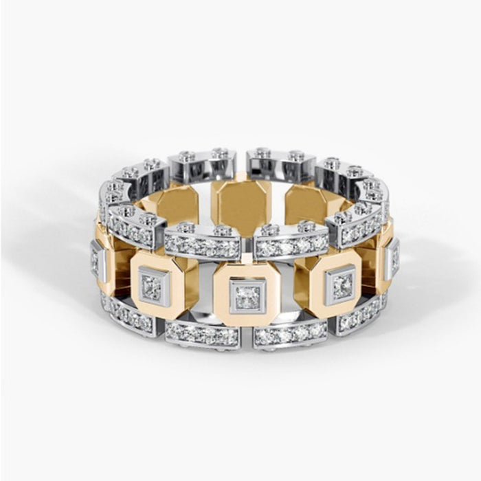 Diamante completo al por mayor 925 plateado plateado 14K Gold Aley Ring JDC-RS-SANJ047