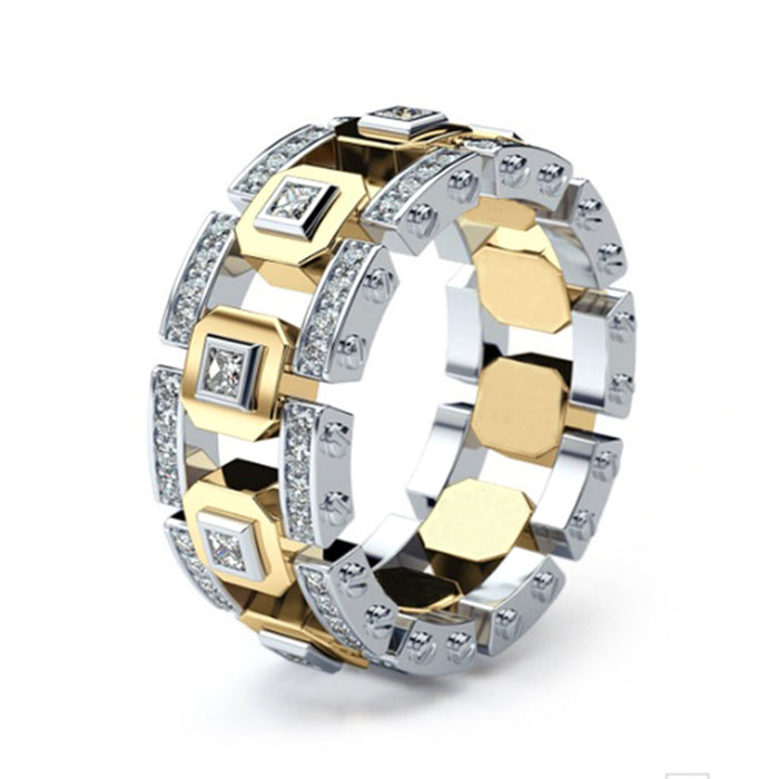 Diamante completo al por mayor 925 plateado plateado 14K Gold Aley Ring JDC-RS-SANJ047