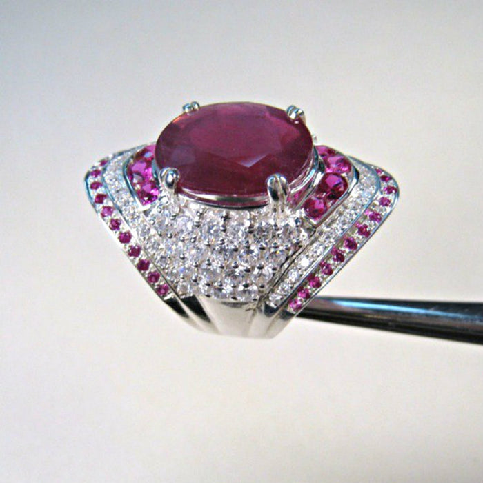 Anillo de cobre de diamante completo de rubí al por mayor JDC-RS-QIK018