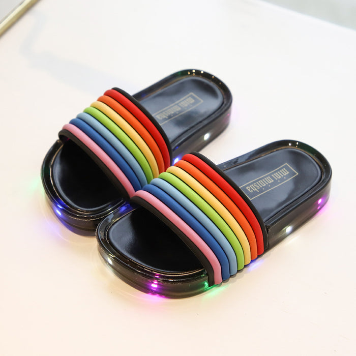 Al por mayor de verano, nuevo LED Jelly Jelly Rainbow Flip Flop Sandals JDC-SP-Xinz001