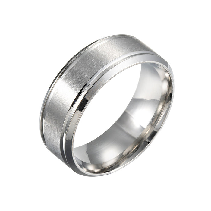 Wholesale Ring Titanium Steel Matte Double Bevel MOQ≥2 JDC-RS-ShouM008