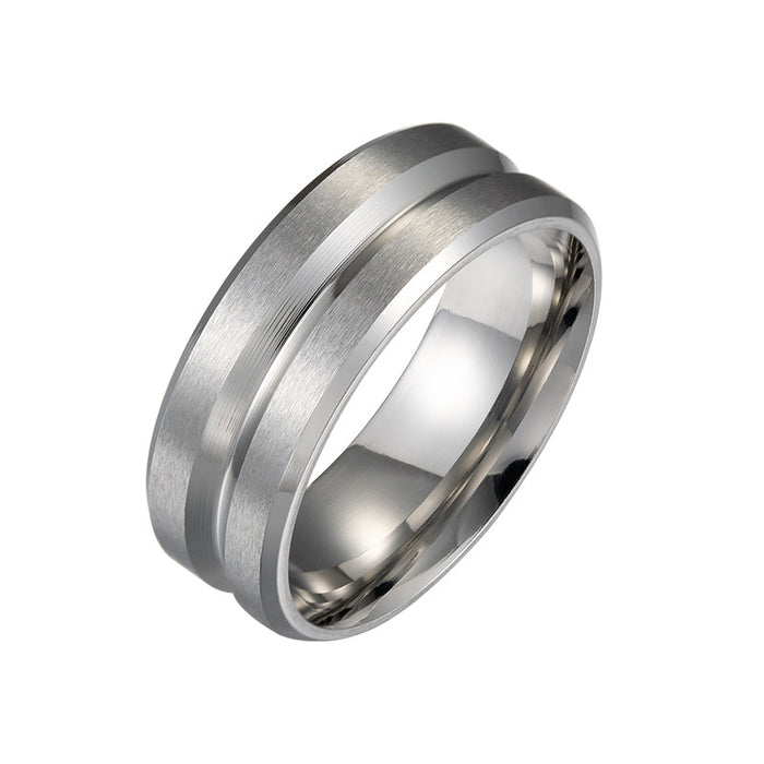 Wholesale Rings Titanium Steel Men Groove Matte MOQ≥2 JDC-RS-ShouM015