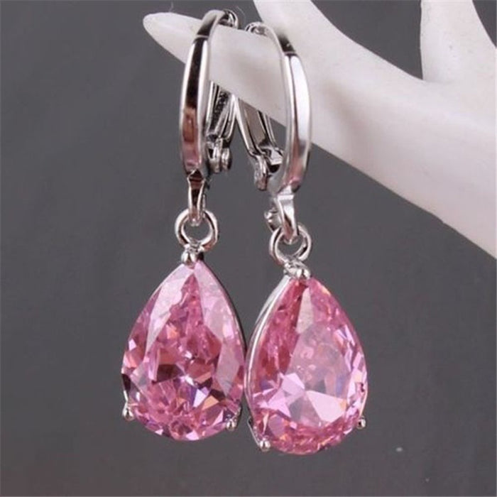 Wholesale Pink Zircon Metal Earrings JDC-ES-RongQ001