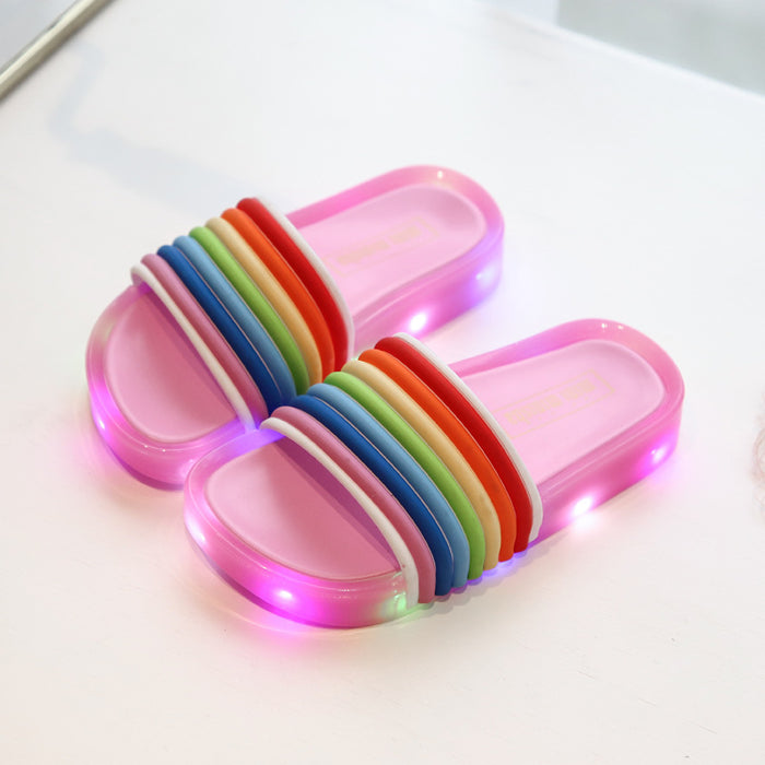 En gros d'été Nouveau LED Flash Jelly Rainbow Flip Flop Sandals JDC-SP-XINZ001
