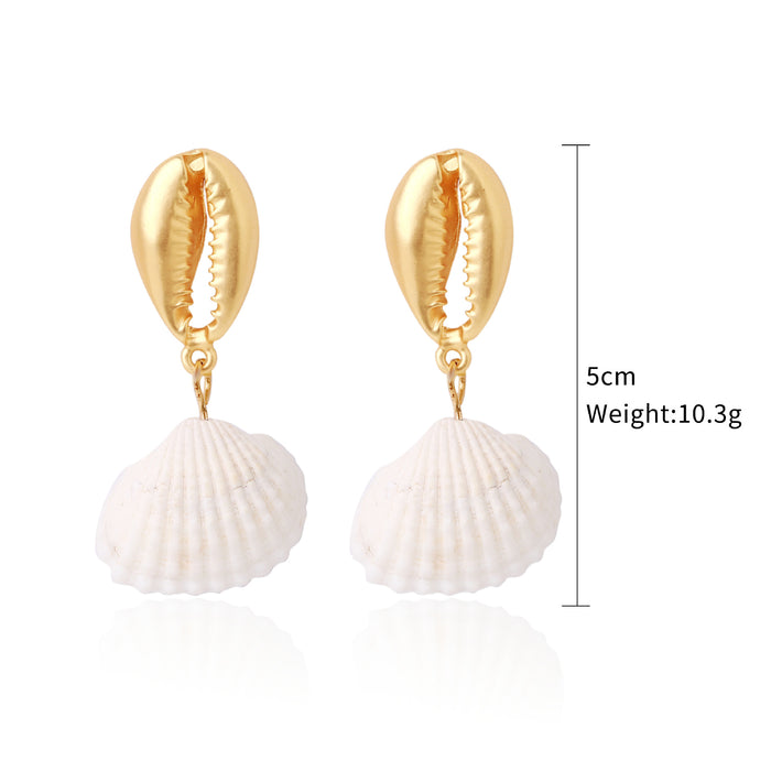 Jewelry WholesaleWholesale white conch shell alloy stud earrings JDC-ES-ManY007 Earrings 满溢 %variant_option1% %variant_option2% %variant_option3%  Factory Price JoyasDeChina Joyas De China
