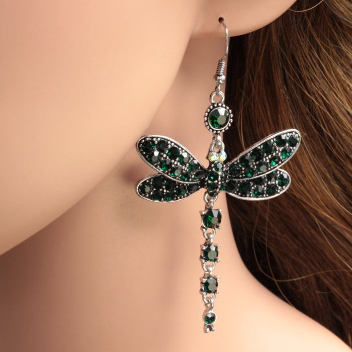 Wholesale Crystal Dragonfly Full Diamond Alloy Earrings MOQ≥2 JDC-ES-ConD001