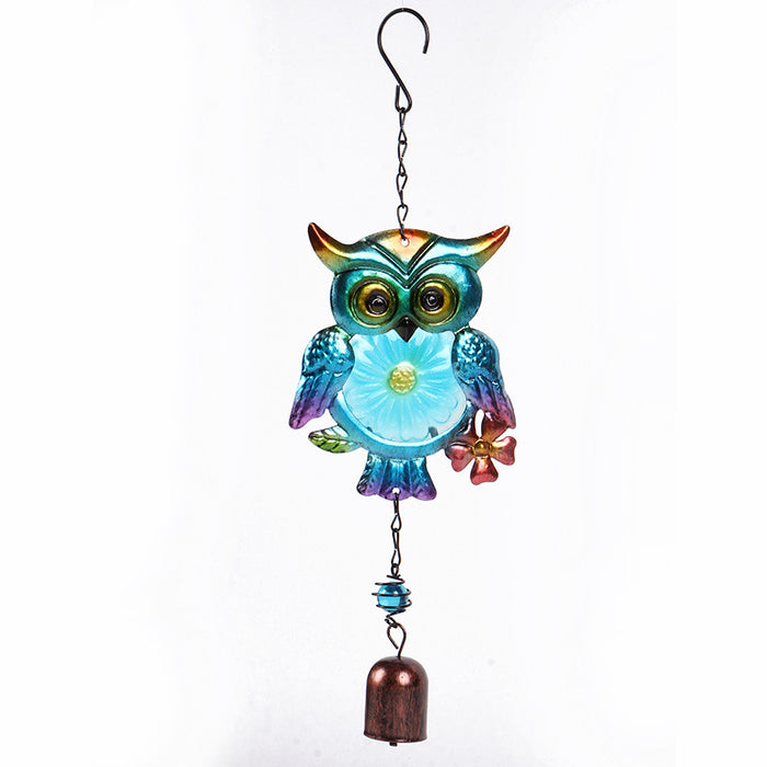 Wholesale Owl Painted Metal Iron Glass Wind Chime JDC-WC-ZYang005