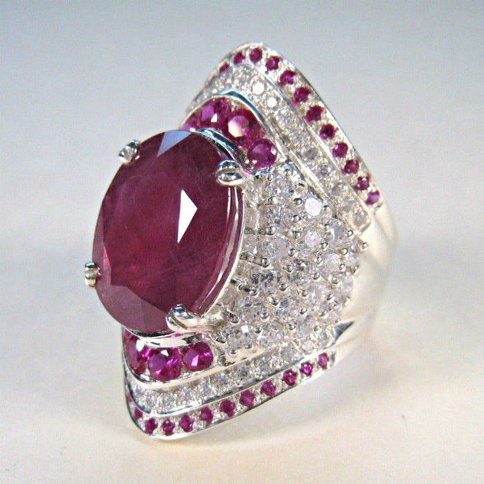 Wholesale Ruby Full Diamond Copper Ring JDC-RS-QiK018