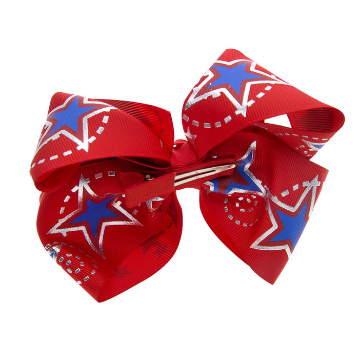 Wholesale 4th of July Children's Bow Hair Clips Independence Day Princess Duck Bill Clips JDC-HC-QiuN002