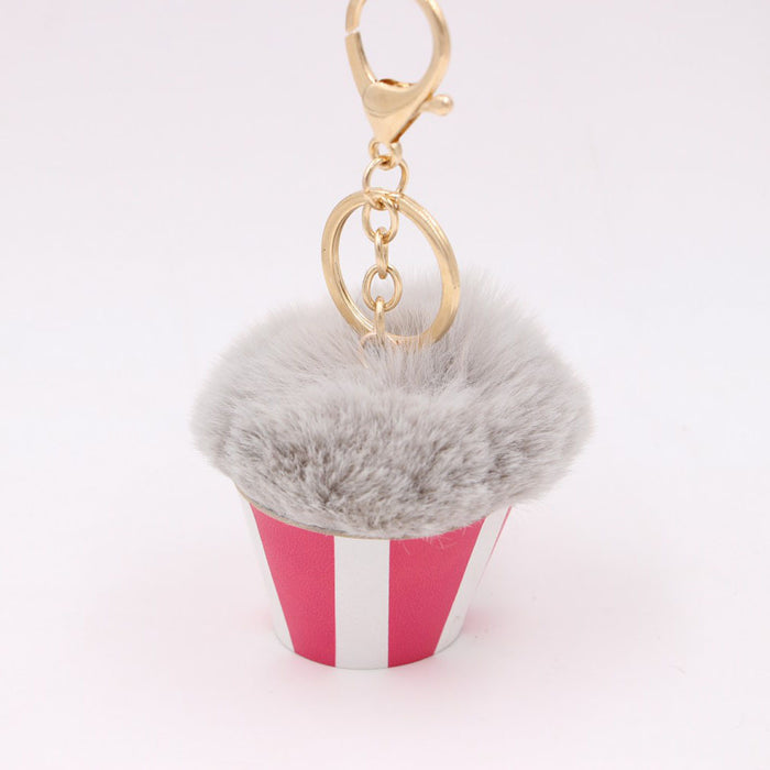 Wholesale personalized cake cup hair ball pendant keychain JDC-KC-Zuge063