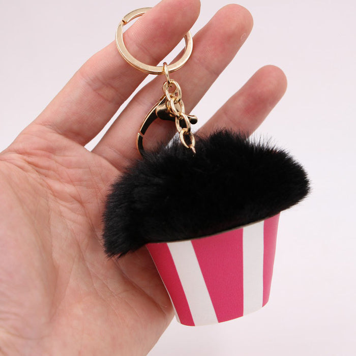 Wholesale personalized cake cup hair ball pendant keychain JDC-KC-Zuge063