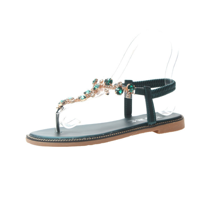 Wholesale women's flat thong rhinestone sandals JDC-SD-GuangC001