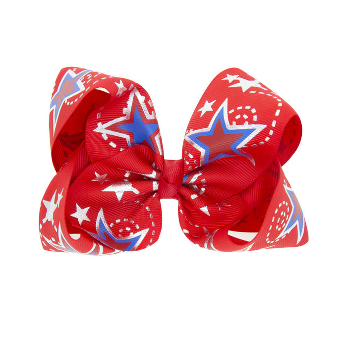 Wholesale 4th of July Children's Bow Hair Clips Independence Day Princess Duck Bill Clips JDC-HC-QiuN002