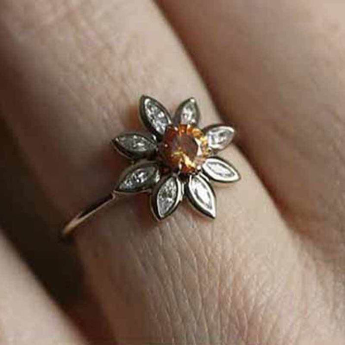 Wholesale Flower Simple Small Daisy Zircon Ring MOQ≥2 JDC-RS-CaoS051