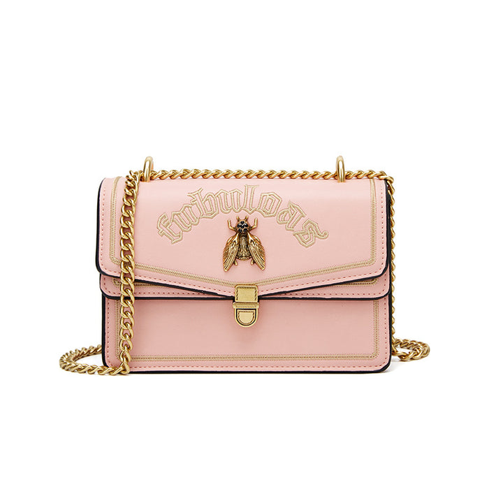 Wholesale Shoulder Bag PU Small Bee Shoulder Crossbody Embroidery Lock Small Square Bag JDC-SD-Anmo004