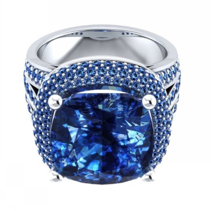Wholesale Ring Metal Blue Zircon JDC-RS-QiK028
