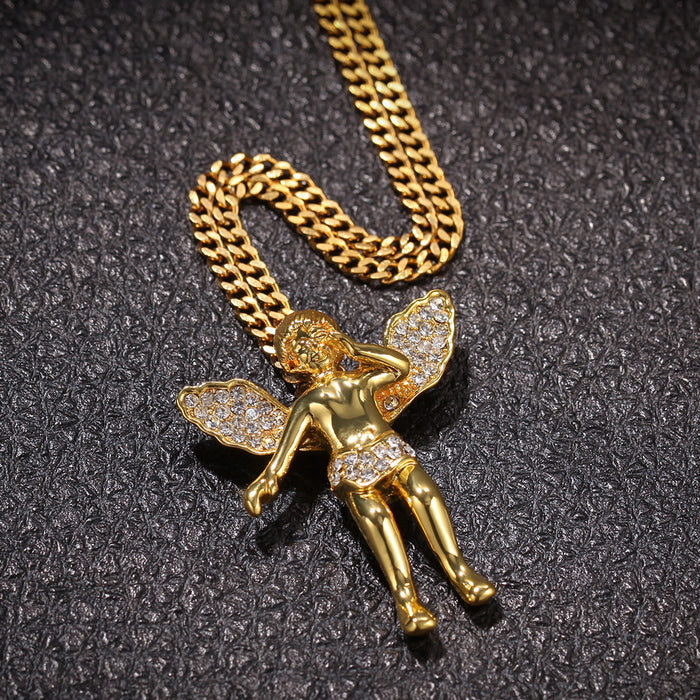 Wholesale Necklaces Alloy Diamond Cherub Hip Hop JDC-NE-GuM003