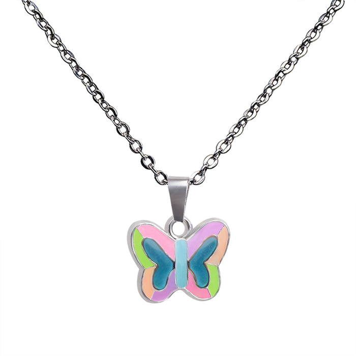 Wholesale Fluorescent Luminous Butterfly Pendant Warm Mood Color Changing Necklace JDC-NE-LanAng003