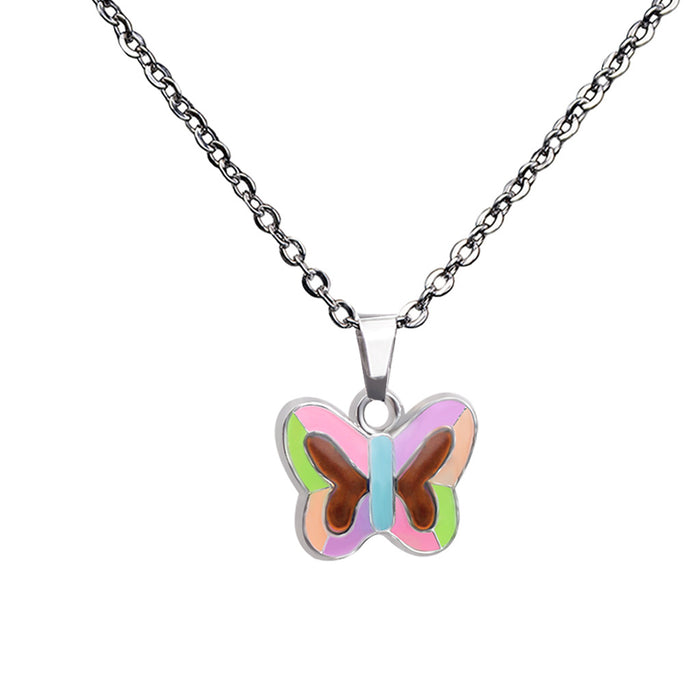 Colgante de mariposa luminosa fluorescente al por mayor Color de ánimo de ánimo cálido Collar JDC-Ne-Lanang003