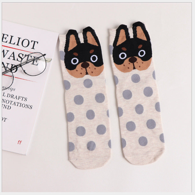 Wholesale Sock Cotton Breathable Sweat Absorbent Tube Cartoon Dog JDC-SK-XinER003