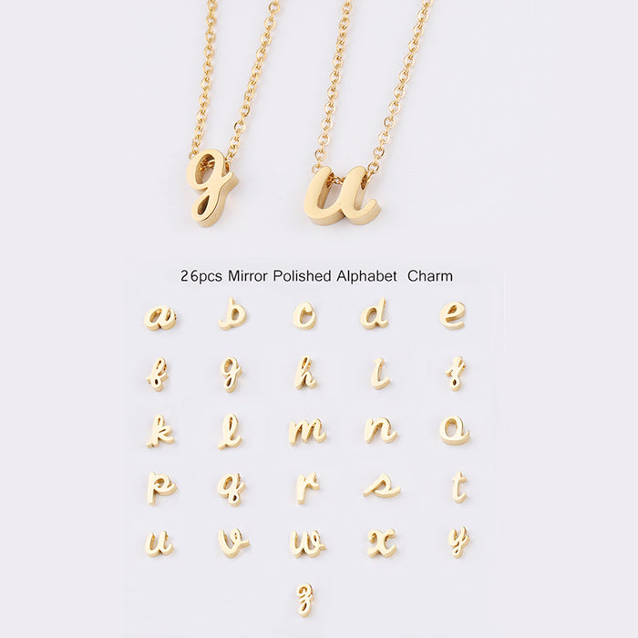 Wholesale English alphabet stainless steel bead necklace MOQ≥5 JDC-PT-MinP001