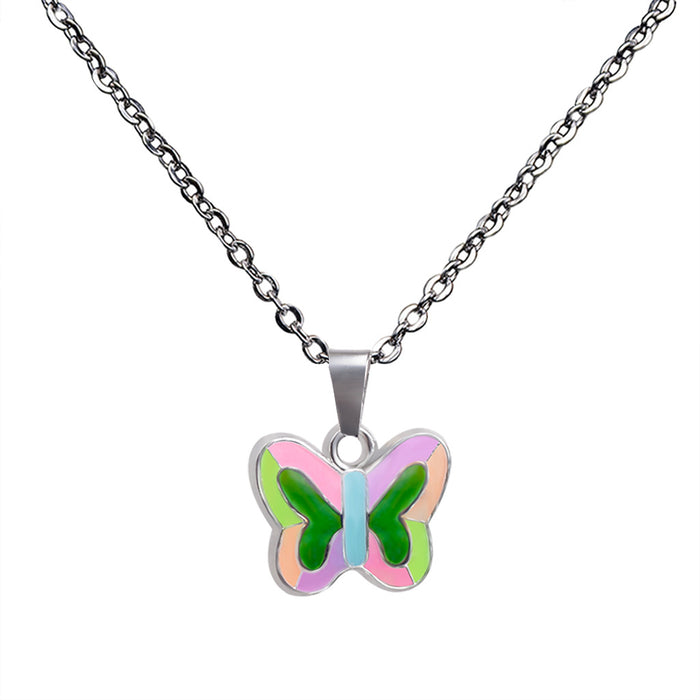 Colgante de mariposa luminosa fluorescente al por mayor Color de ánimo de ánimo cálido Collar JDC-Ne-Lanang003