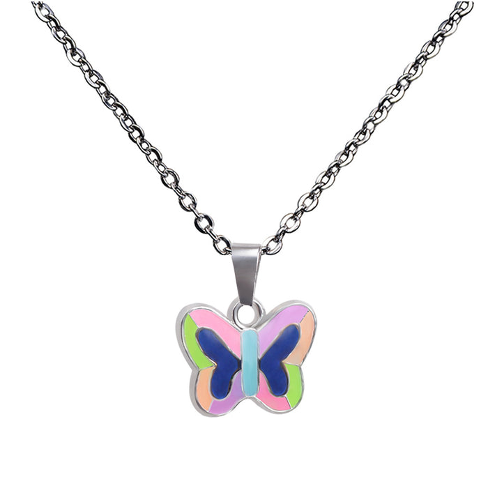 Wholesale Fluorescent Luminous Butterfly Pendant Warm Mood Color Changing Necklace JDC-NE-LanAng003